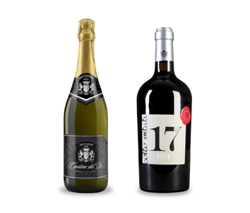 <span class="wine_name">スパークリングワイン＆濃厚赤ワイン　ギフトセット【数量限定】</span><br><span class="wine_kinds">[カンティーネデルレブリュット・ナチューレ（イタリア）、#17 コルトI.G.T（イタリア）]</span>